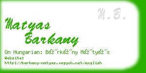 matyas barkany business card